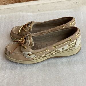 Sperry Topsiders Tan and Gold Boat Shoes